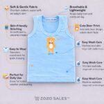 Unisex Baby Vest Sleeveless Cotton Baniyan | Kid's Sando Baniyan, Kids Vest | Soft & Breathable Baby Jabla |Toddler Innerwear for Boys & Girls, Cute Animal Print | Multicolor Pack of 6 - Image 2