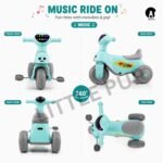 Little Pup Kids Tricycle Ride-On Toy for Toddlers | Musical LED Light Baby Cycle | Detachable Pedals, Wide Seat & Storage | Ride On Trike for Boys & Girls 1-3 Years (SkyBlue) - Image 5