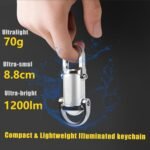 1200LM Super Bright Mini Keyring Torch Waterproof Mini LED Torch Key Ring Torch LED Rechargeable with Power Bank for Outdoor Camping (Silver) - Image 5