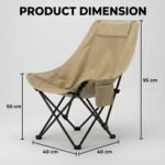 Foldable Camping Moon Chair with High Back – Lightweight Portable Outdoor Folding Chair with Carry Bag & Side Pocket – Heavy Duty X-Frame for Balcony, Garden, Hiking & Travel (Black) (Black) - Image 9