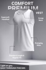 Van Heusen Men’s White Cotton Vest – Pack of 2 |Antibacterial 100% Combed Cotton | Moisture‑Wicking, Stay‑Fresh Technology, Soft Handfeel | Extended Length |Doesn’t lose shape | Regular Fit Sleeveless Innerwear | Style 10071 - Image 4