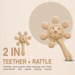 Prplet Silicone Baby Teether & Rattle Toy – Soft & Safe for Infants, BPA-Free, Multi-Texture Design for Teething Relief & Early Development (Brown) - Image 4