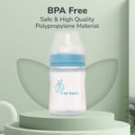 R for Rabbit First Feed 150 ml Baby Feeding PP Bottle with Anti-Colic Wide Neck, BPA Free Soft Silicone Nipple, Milk Feeder for New Born/Infants/Toddler Kids of 0+ Months (Lake Blue) - Image 2