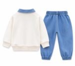Bold N Elegant Baby Boys Denim Solid Happy Face Smile Print Full Sleeve Collar T-Shirt and Pant Party Clothing Set - Image 4