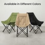 Foldable Camping Moon Chair with High Back – Lightweight Portable Outdoor Folding Chair with Carry Bag & Side Pocket – Heavy Duty X-Frame for Balcony, Garden, Hiking & Travel (Black) (Black) - Image 7