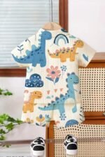 fashionable Cotton Blend Co-ord Set With Plain Color | Summer Short Sleeve Shirt and Shorts Set | Kids Casual Shirt & Shorts | Regular Wear - Image 2