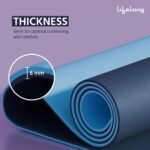 Lifelong 6mm Dual Color TPE Material Anti-Slip Yoga Mat for Home, Gym, Yoga, Workout and Exercise for Women & Men (6 Months Warranty,Llym115), Navy Blue/Blue - Image 4