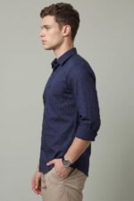 Peter England Men's Cotton Slim Fit Ditsy Printed Full Sleeve Shirt - Image 3