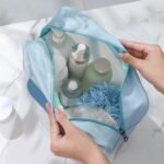 PVC Makeup Bag Travel Toiletries Organizer Cosmetic Bags Wash Bag Pouch for Travel Kit Toiletry Bag Portable Organizer Case Carry Pouch for Women Bathroom Set of 3 (Multi-Colors) - Image 5