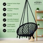 Patiofy Cotton Round Baby Swing/Jhula for Kids/Swing for Kids for Home/Jhula for Baby Swing Hanging Indoor & Outdoor/Ideal for 5-15 Years/Swing for Children/Swinging Chair for Kids (Black) - Image 5