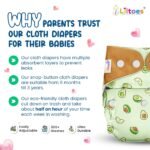 LILTOES Cloth Diapers For New Born Babies 0 to 3 Years | Freesize Adjustable and Reusable | Premium Cloth Nappies Pack of 3 (3 Cloth Diapers + 3 Inserts) |Dozing Koala + Maze Green + Avo Baby - Image 8
