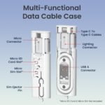 Portronics Snapcase 4 60W Multifunctional Fast Charging Data Cable Transparent Kit, Conversion Set USB A & Type C to Male Micro/Type C/Lightning, Data Transfer, Sim Storage, Sim Eject Pin,Pocket Size - Image 2