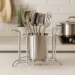 Stainless Steel Glass Stand Holder for Kitchen & Dining | Rust-Proof Glass Organizer for 6 Glasses with Center Storage Cup | Space-Saving Glass Rack for Home, Hotels & Restaurants - Image 2