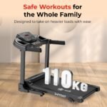 Fitkit by Cult PowerRun-96 BLDC Motor Treadmill (5HP Peak) | 12.8km/h Max Speed, 120kg Weight Capacity | 12 Preset Programs, LED Display | AUX/MP3/USB | Home Gym Equipment, Black - Image 8