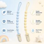 Artibetter Silicone Pacifier Clip Chain Set (2 Pcs) | BPA-Free Safe Baby Soother Holder with Strong Clip | Anti-Drop Pacifier Strap for Infants & Toddlers | Travel-Friendly Baby Accessory - Image 2