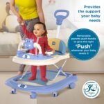Mee Mee 360° Baby Activity Walker | 3 Level Adjustable Height, Foot Mat, Musical Detachable Toy Bar | Parental Push Handle, Anti-Rollover Folding Walker for Boys, Girls, Kids | 6-18 Months 15kg (Blue) - Image 5