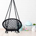 Patiofy Cotton Round Baby Swing/Jhula for Kids/Swing for Kids for Home/Jhula for Baby Swing Hanging Indoor & Outdoor/Ideal for 5-15 Years/Swing for Children/Swinging Chair for Kids (Black) - Image 2