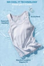 Van Heusen Mens Cool It Regular Fit Vest Pack of 2|100% Combed Cotton|Keeps You 3degrees Cooler|N9 Cool It Technology|Doesnt Lose Shape, Moisture Activated Heat Reduction|Super Soft|Scoop Neck - Image 2