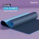 Lifelong 6mm Dual Color TPE Material Anti-Slip Yoga Mat for Home, Gym, Yoga, Workout and Exercise for Women & Men (6 Months Warranty,Llym115), Navy Blue/Blue - Image 2