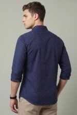 Peter England Men's Cotton Slim Fit Ditsy Printed Full Sleeve Shirt - Image 4