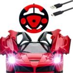 FAMOUS QUALITY Big New Look Rechargeable Remote Controlled Sports Racer Car Toy for Kids, Openable Doors, LED Lights, High Speed- Red - Image 2