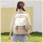 FWQPRA Girls Backpack School Backpack with Small Zipper Pouch Fashion Nylon with Padded Shoulder Straps & Handle Design Multi Compartment Large for School,Camping,Travel - Image 9