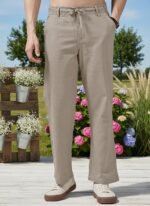 Men’s Regular Fit Straight Pants | Comfortable Stylish Trousers for Men | Soft Fabric Chinos for Everyday Wear, Travel & Office | Linen Cotton Bottom Wear | Casual Trousers for Men - Image 2