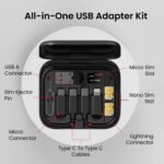 Portronics Snapcase 60W Multifunctional Fast Charging Data Cable Kit, Conversion Set USB A & Type C to Male Micro/Type C/Lightning,Data Transfer,Sim Storage,Sim Eject Pin,Pocket Mirror,Phone Holder - Image 4