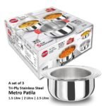 Hawkins 3-Piece Triply Stainless Steel Gift Set | Induction Safe | Stackable Design | Elliptical Rim for Better Grip & Handling | Silver (23SGP)|Induction and Gas Stove Compatible - Image 2