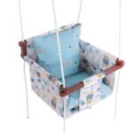 NEW COMERS® Cotton Swing for Kids, Jhula for Baby, Baby Swing Hanging Indoor Outdoor, Baby Garden Swing with Safety Belt & 2 Pillows (6 Months to 4 Years) (Up to 20 kg)-Beige-Blue (TC 150/300) 906 - Image 2