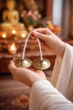 AOKO Manjira Brass look Hand Cymbals, Traditional Indian Musical Instrument, 3 Inch, Natural Gold (Pack of 1) - Image 8