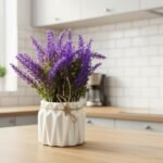 Dekorly Artificial Lavender Plant in White Pot, 18cm – Realistic Faux Flower Arrangement for Home & Office Décor (Set of 1) (1, White Color Pot) - Image 4