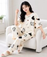 Women Printed T-Shirt and Track Pant Set | Cotton Co-Ord Night Suit for Women | Lounge Wear, Sleepwear, Gym Wear | Half Sleeve Top & Elastic Waist Joggers | Stylish - Image 5