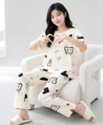 Women Printed T-Shirt and Track Pant Set | Cotton Co-Ord Night Suit for Women | Lounge Wear, Sleepwear, Gym Wear | Half Sleeve Top & Elastic Waist Joggers | Stylish - Image 2