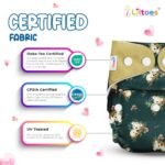 LILTOES Cloth Diapers For New Born Babies 0 to 3 Years | Freesize Adjustable and Reusable | Premium Cloth Nappies Pack of 3 (3 Cloth Diapers + 3 Inserts) |Dozing Koala + Maze Green + Avo Baby - Image 7
