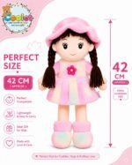 Soft Hat Doll for Kids 42 cm | Cute Plush Rag Doll with Cap & Braided Hair | Washable Stuffed Soft Toy for Girls & Boys | Birthday Gift Multicolor Fur Doll 42 cm - Image 2
