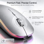Offbeat Dash 2.4GHz Wireless + Bluetooth 5.1 +5.0 Mouse, Multi-Device Tripel Mode Type C Rechargeable Silent Click Buttons Wireless Bluetooth Mouse 3 Adjustable DPI, Works on 3 Devices (Silver) - Image 4