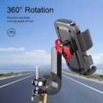 LikeStar® Universal Bike & Motorcycle Mobile Holder, 360° Rotation, One Touch Lock, Anti-Slip Grip, Shockproof & Secure Mount for Smartphones – Perfect for Cycling, Riding & Navigation - Handlebar Fit - Image 3