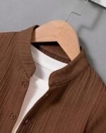 Gtoro Boys Striped Regular Fit Suit Set | Half Sleeve Mandarin Collar Shirt & Striped Pants | Casual Wear Outfit - Image 3