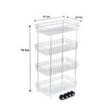 Privesh Stainless Steel Modern Kitchen Storage Rack, Folding Perforated Design Trolley for Spice, Fruits, Vegetable, Onion, Potato, Organizer Stand with Wheel, 4 Layer Trolley - Image 2