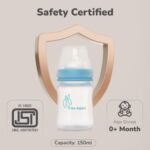 R for Rabbit First Feed 150 ml Baby Feeding PP Bottle with Anti-Colic Wide Neck, BPA Free Soft Silicone Nipple, Milk Feeder for New Born/Infants/Toddler Kids of 0+ Months (Lake Blue) - Image 7