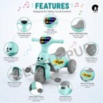Little Pup Kids Tricycle Ride-On Toy for Toddlers | Musical LED Light Baby Cycle | Detachable Pedals, Wide Seat & Storage | Ride On Trike for Boys & Girls 1-3 Years (SkyBlue) - Image 6