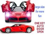 FAMOUS QUALITY Big New Look Rechargeable Remote Controlled Sports Racer Car Toy for Kids, Openable Doors, LED Lights, High Speed- Red - Image 3