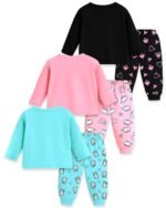 Kuchipoo Girls Regular Fit Cotton T-Shirts and Pyjamas Clothing Set-Pack of 3 - Image 2