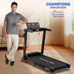 PowerMax Fitness TDM-95 4HP BLDC Motorized Treadmill for Home Use | 1.0-10 km/h Speed | 2-Level Manual Incline | Running Surface 950 x 385mm | LED Display | 12 Programs | Shock Absorption System - Image 2