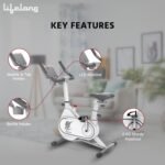 Lifelong Fit Pro Spin Fitness Bike with 7Kg Flywheel, Adjustable Resistance & Heart Rate Sensor for Fitness at Home Workouts | Max Weight Capacity: 120 kg (LLSBB49, White) - Image 3