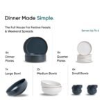 Shay Japandi Grey & White Ceramic Dinner Set, 21 Pieces | Crockery Set for Gifting & Dining | Matte Finish | Premium Ceramic (Japandi Dinner Set - Grey & White, 21 Piece) - Image 5
