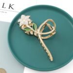 2 Pcs Flower Metal Hair Claw Clips Large Tulip Hair Claw, Wheat Hair Clips,Blue Lily Claw Nonslip Hair Barrettes Strong for Woman and Girls - Image 5