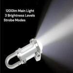 1200LM Super Bright Mini Keyring Torch Waterproof Mini LED Torch Key Ring Torch LED Rechargeable with Power Bank for Outdoor Camping (Silver) - Image 2
