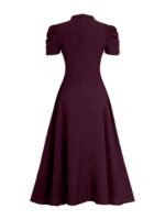 Shasmi Girl's & Women's Solid Color V-Neck A-Line Maxi Dress for Women | New Year Party Outfit | Waist Cinched Puff Sleeve Western | Elegant Casual Wear (Dress 246) - Image 6